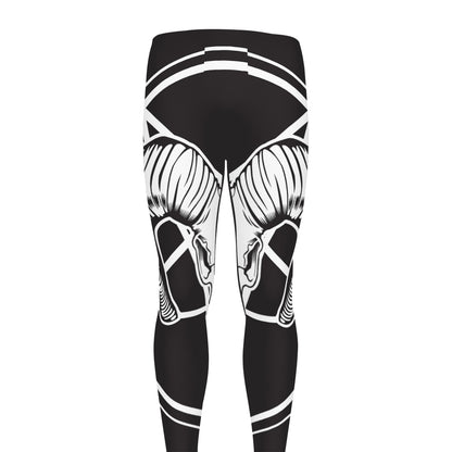 Satan Goat Skull Pentagram Print Men's leggings