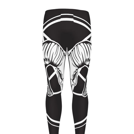 Satan Goat Skull Pentagram Print Men's leggings