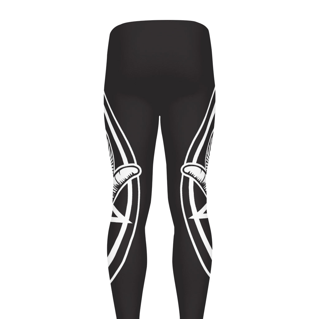 Satan Goat Skull Pentagram Print Men's leggings