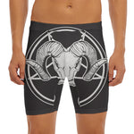 Satan Goat Skull Pentagram Print Men's Long Boxer Briefs