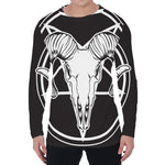 Satan Goat Skull Pentagram Print Men's Long Sleeve T-Shirt