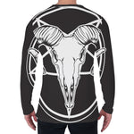 Satan Goat Skull Pentagram Print Men's Long Sleeve T-Shirt
