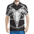 Satan Goat Skull Pentagram Print Men's Polo Shirt