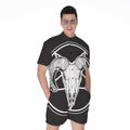 Satan Goat Skull Pentagram Print Men's Romper