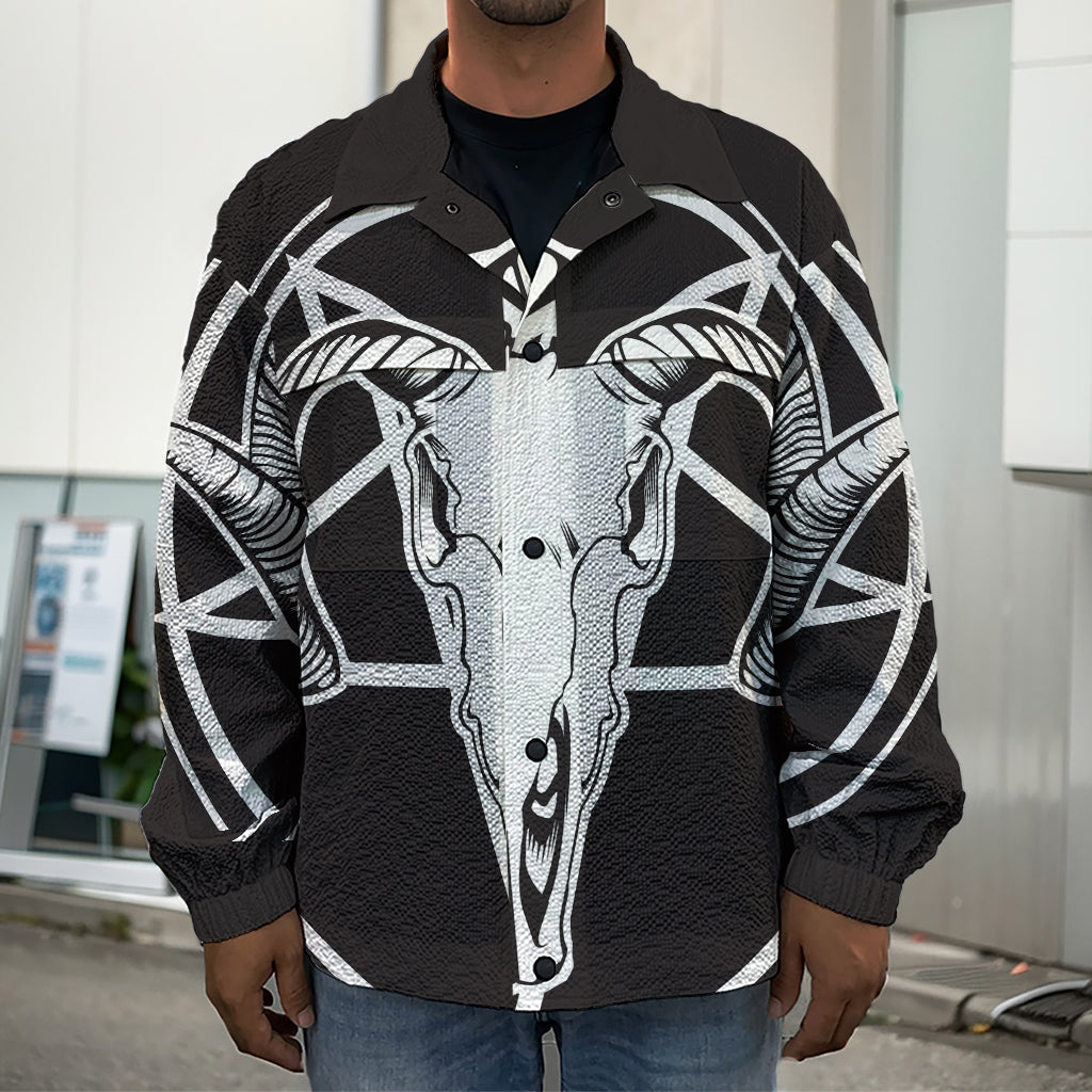 Satan Goat Skull Pentagram Print Men's Shirt Jacket