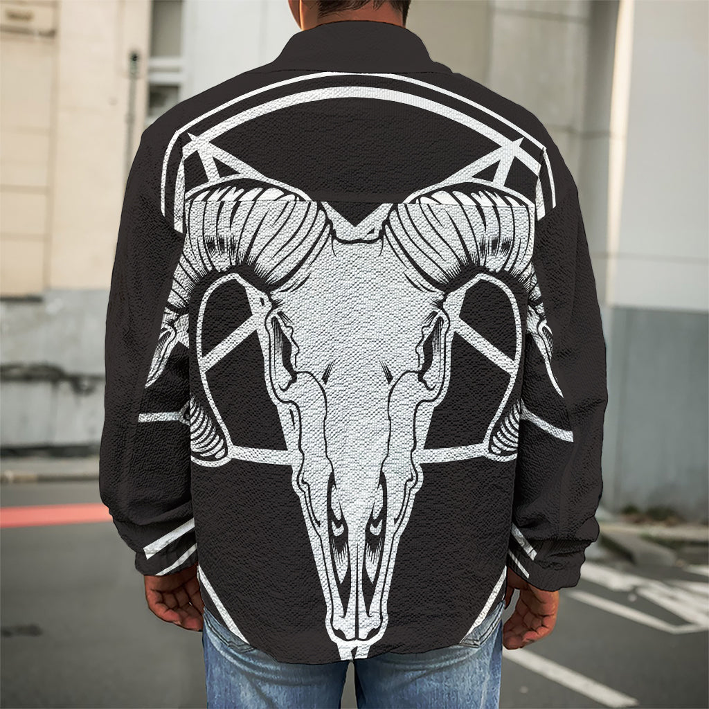 Satan Goat Skull Pentagram Print Men's Shirt Jacket