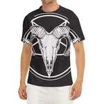 Satan Goat Skull Pentagram Print Men's Short Sleeve Rash Guard