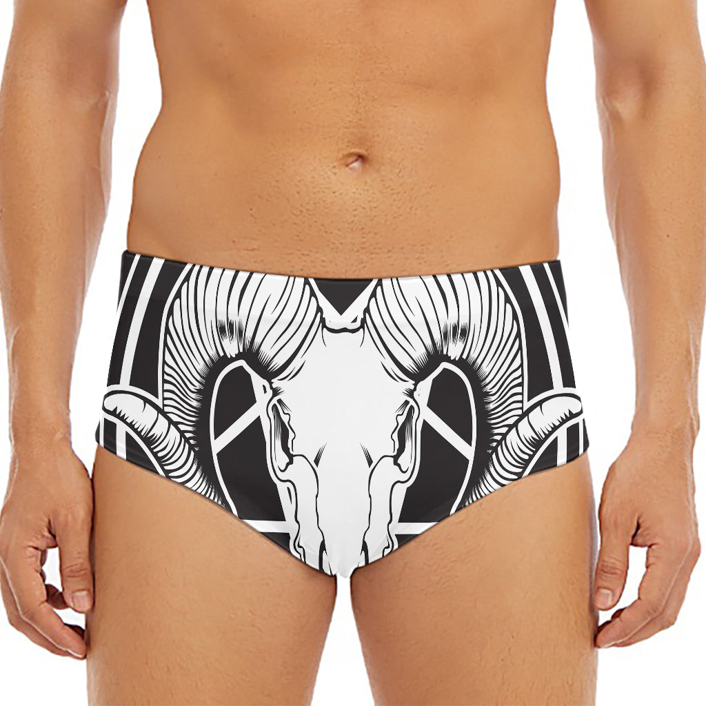 Satan Goat Skull Pentagram Print Men's Triangle Swim Briefs
