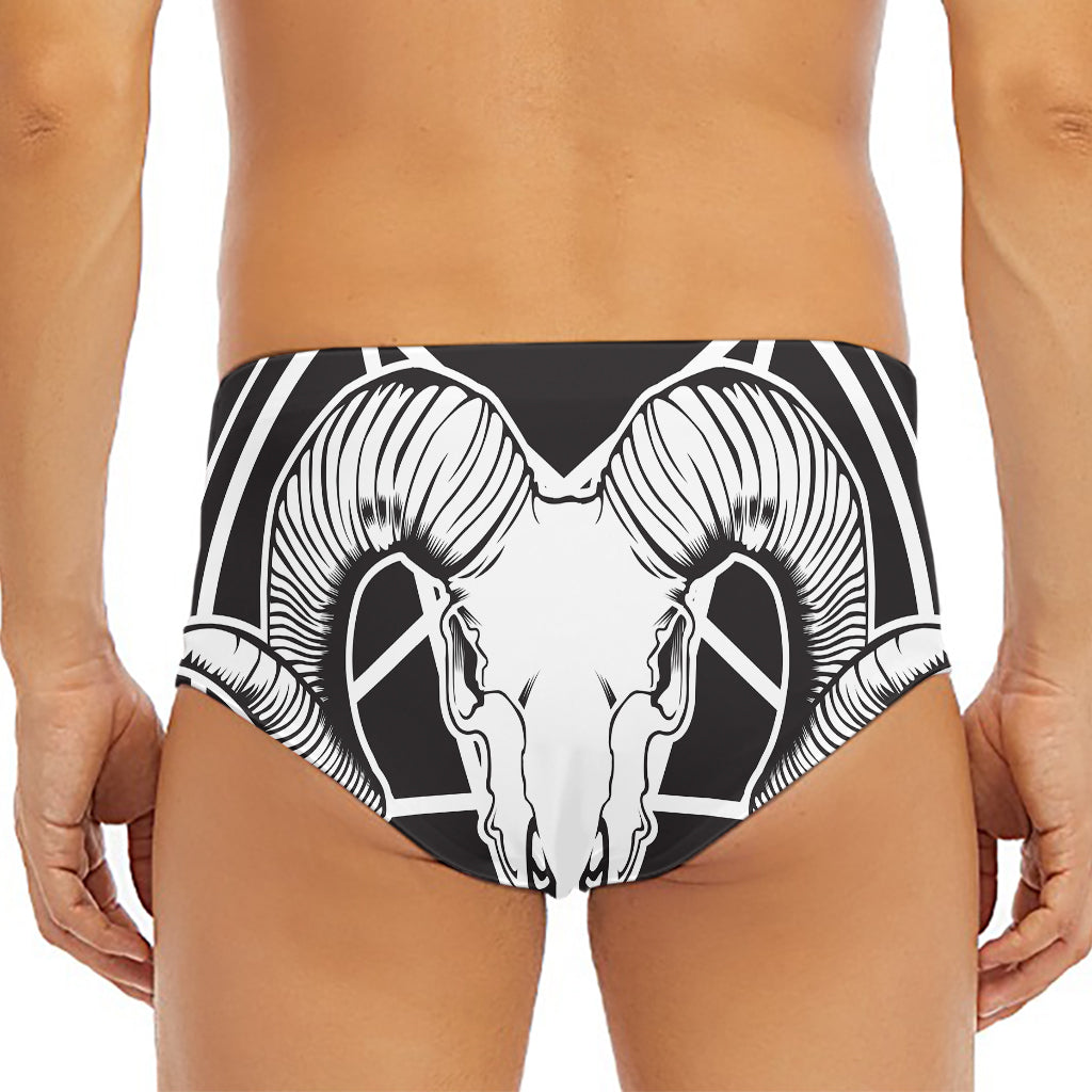 Satan Goat Skull Pentagram Print Men's Triangle Swim Briefs