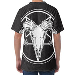 Satan Goat Skull Pentagram Print Men's Velvet T-Shirt