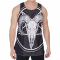 Satan Goat Skull Pentagram Print Men's Velvet Tank Top
