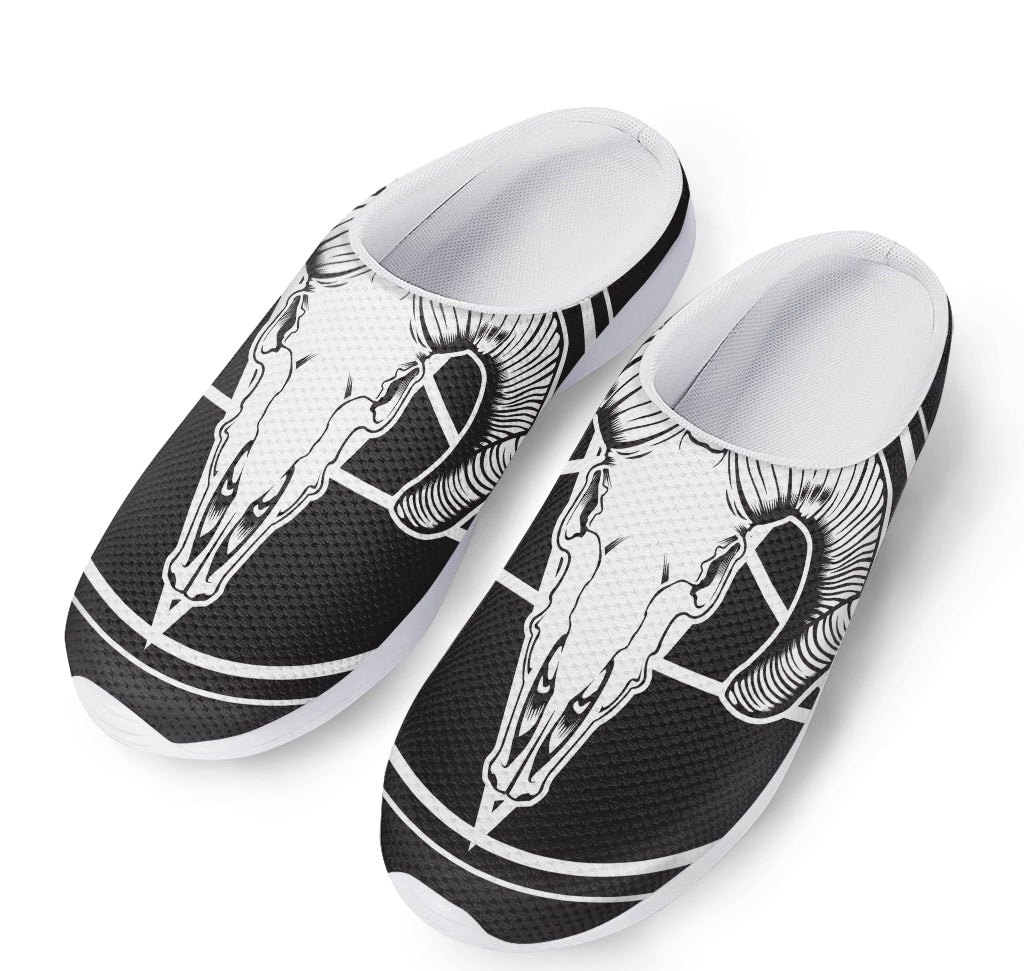 Satan Goat Skull Pentagram Print Mesh Casual Shoes
