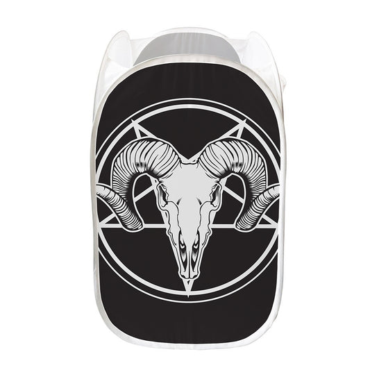 Satan Goat Skull Pentagram Print Mesh Laundry Hamper
