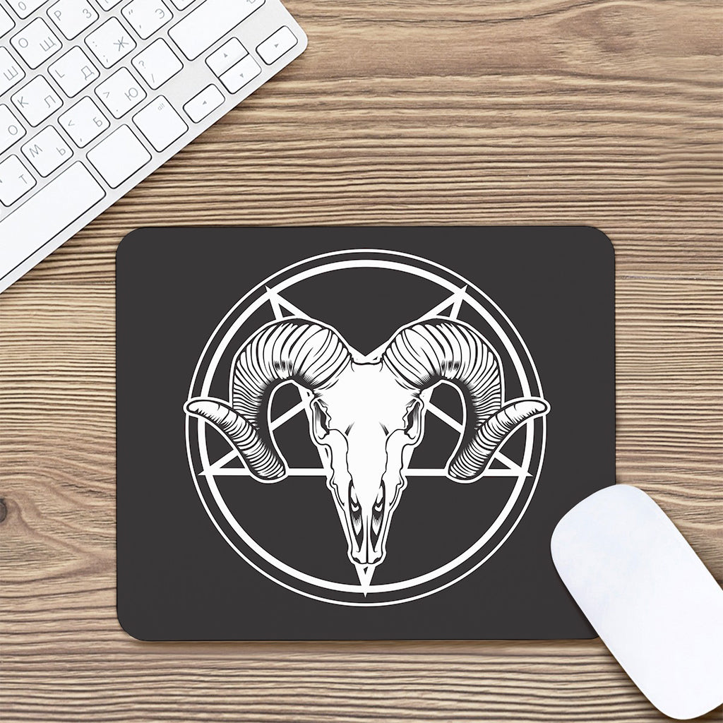 Satan Goat Skull Pentagram Print Mouse Pad