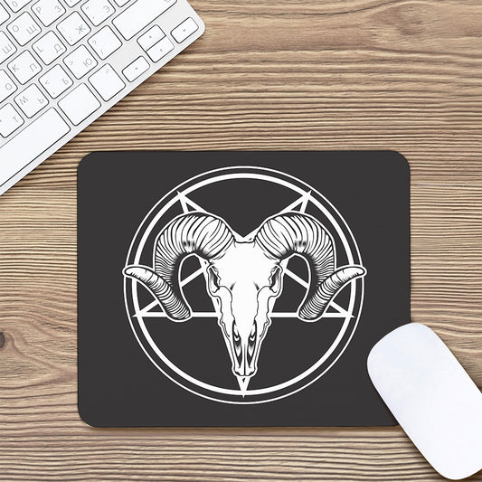 Satan Goat Skull Pentagram Print Mouse Pad