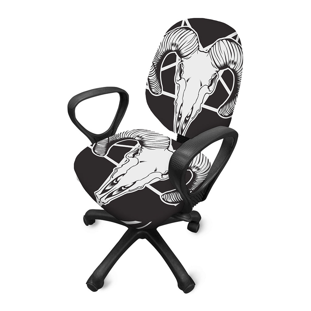 Satan Goat Skull Pentagram Print Office Chair Cover