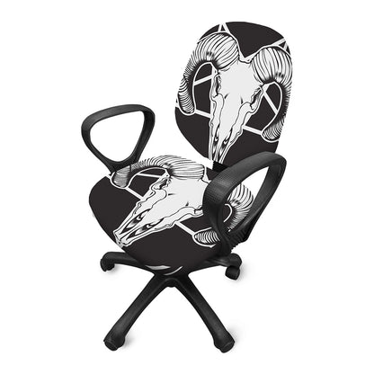 Satan Goat Skull Pentagram Print Office Chair Cover