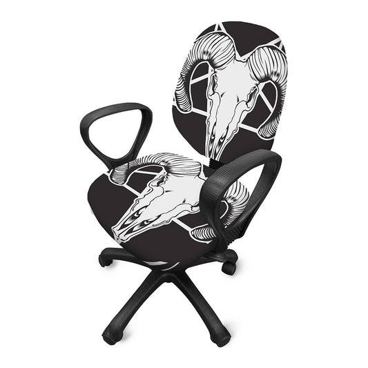 Satan Goat Skull Pentagram Print Office Chair Cover