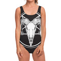 Satan Goat Skull Pentagram Print One Piece Swimsuit