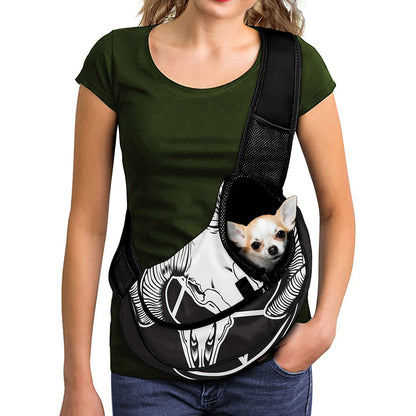 Satan Goat Skull Pentagram Print Pet Sling Carrier
