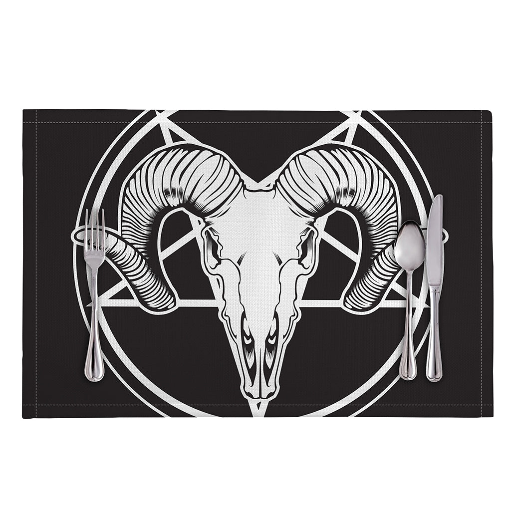 Satan Goat Skull Pentagram Print Placemat
