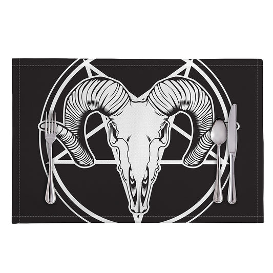 Satan Goat Skull Pentagram Print Placemat