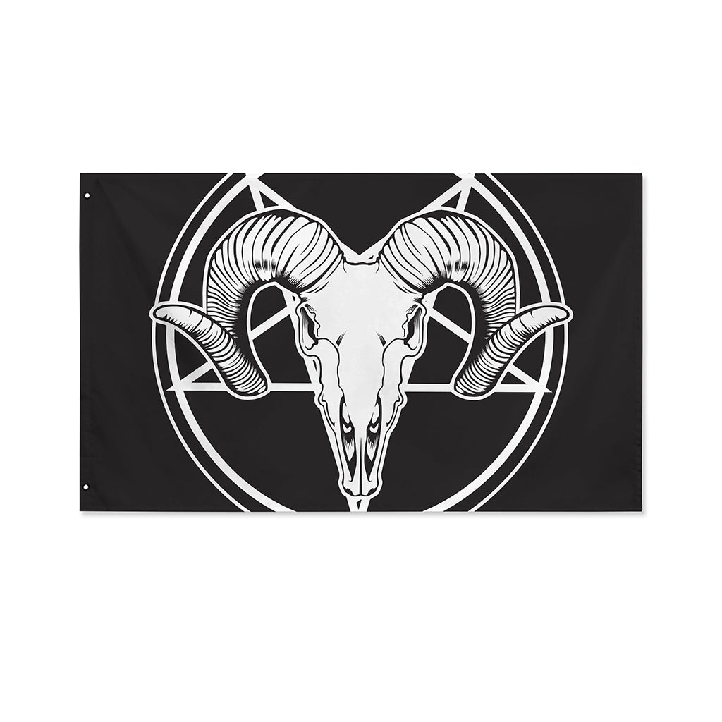 Satan Goat Skull Pentagram Print Polyester Flag