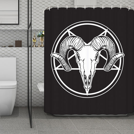 Satan Goat Skull Pentagram Print Polyester Shower Curtain