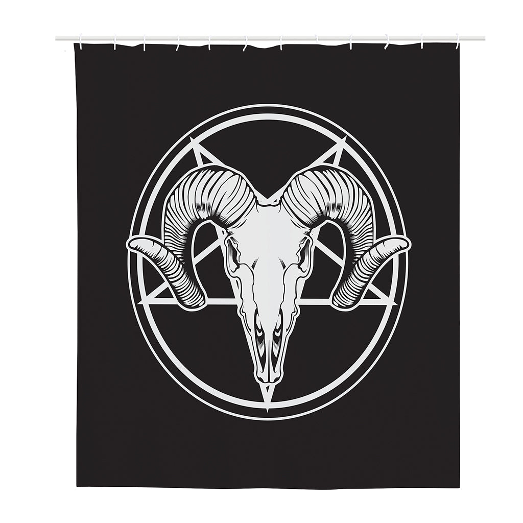 Satan Goat Skull Pentagram Print Polyester Shower Curtain