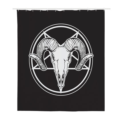 Satan Goat Skull Pentagram Print Polyester Shower Curtain