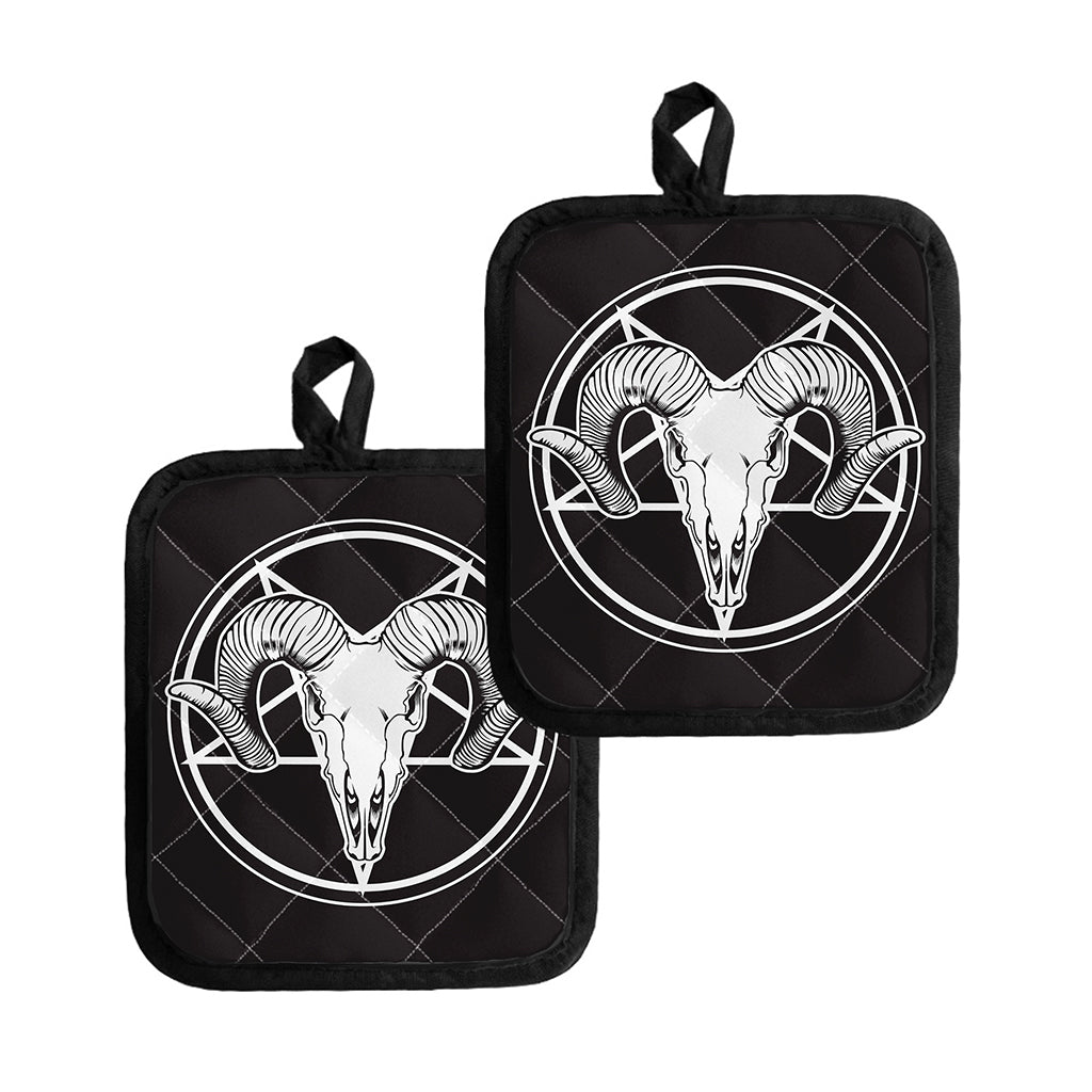 Satan Goat Skull Pentagram Print Pot Holders
