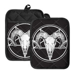 Satan Goat Skull Pentagram Print Pot Holders With Pocket