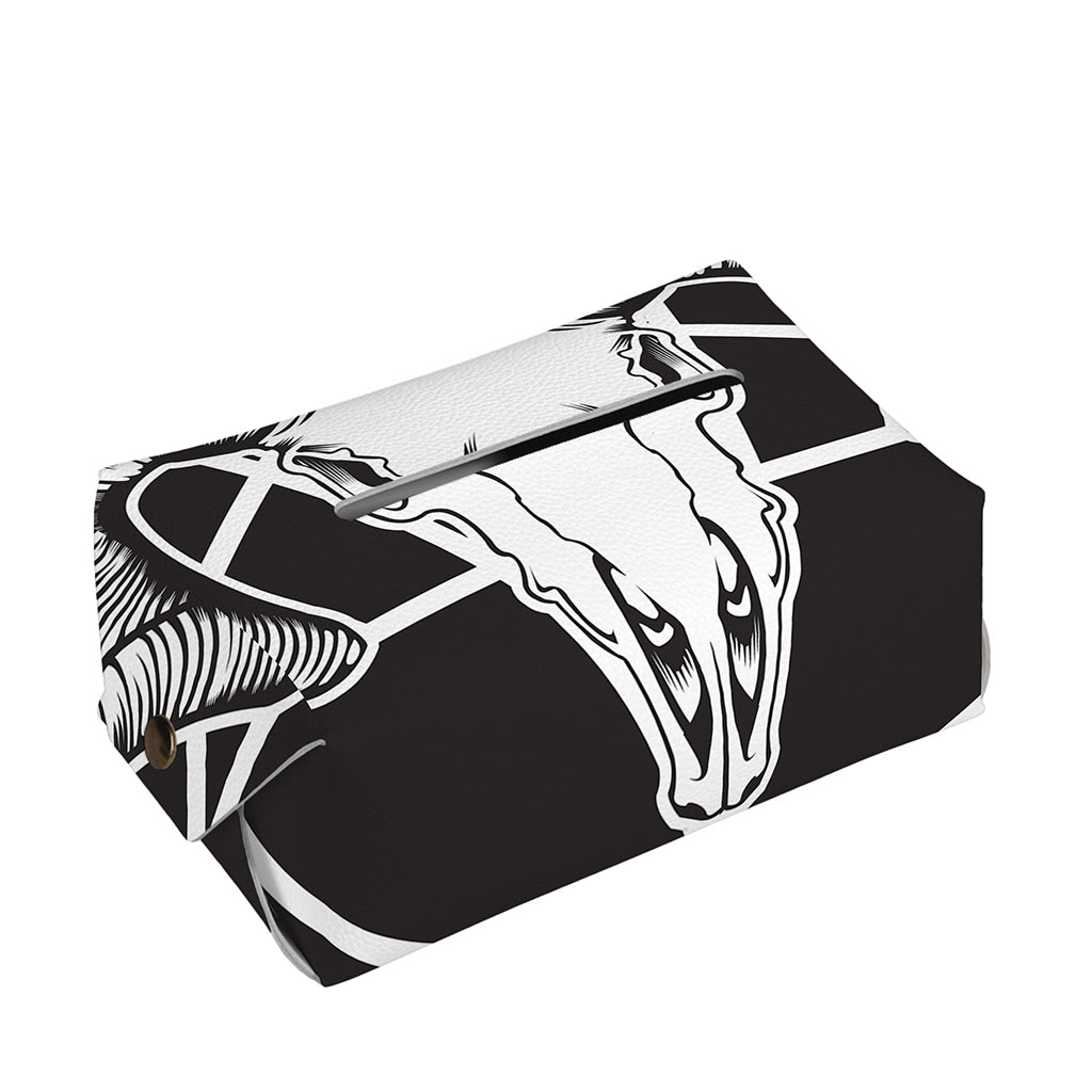 Satan Goat Skull Pentagram Print Rectangle Tissue Box Cover