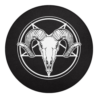 Satan Goat Skull Pentagram Print Round Blanket