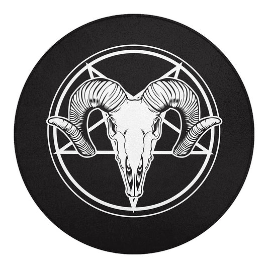 Satan Goat Skull Pentagram Print Round Blanket