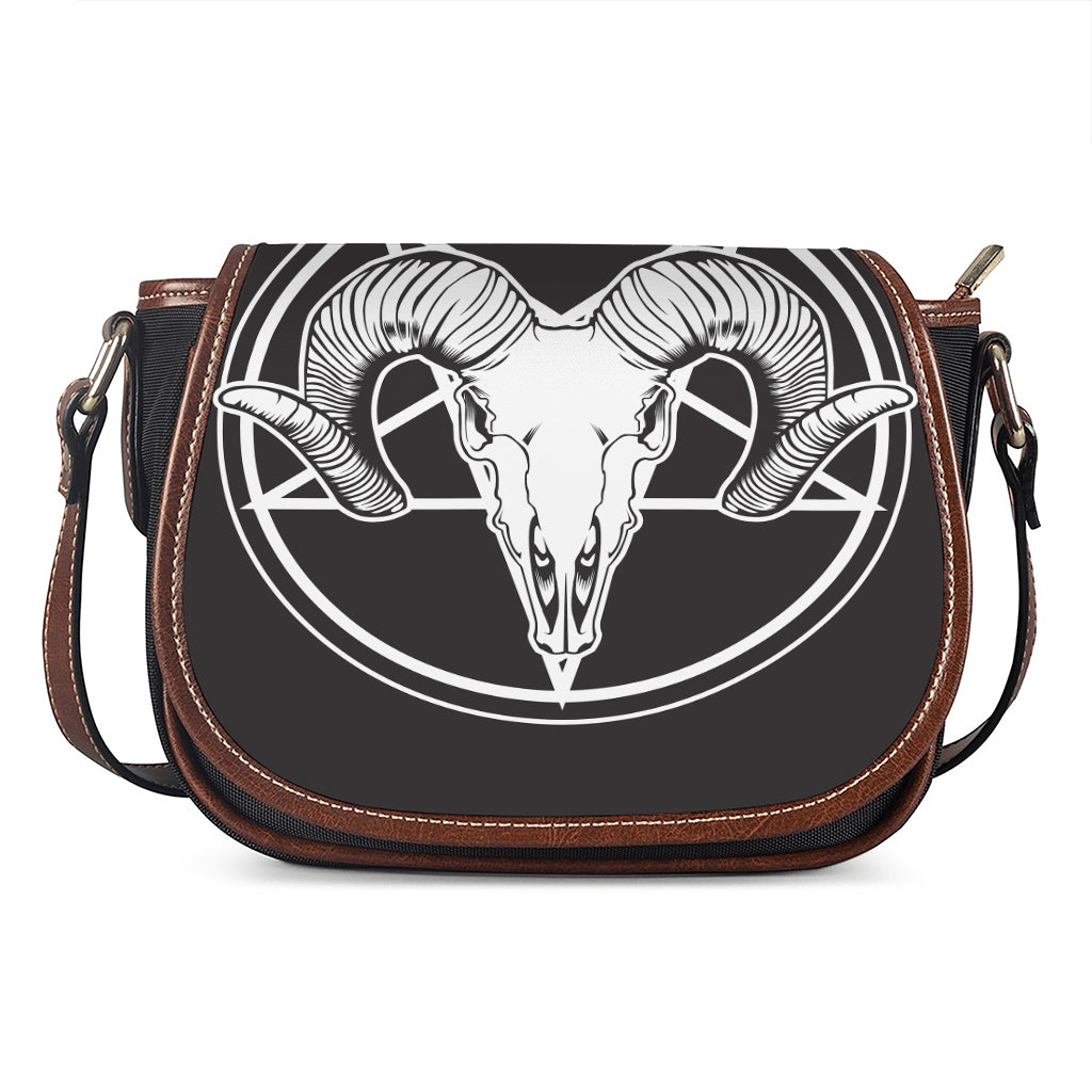 Satan Goat Skull Pentagram Print Saddle Bag