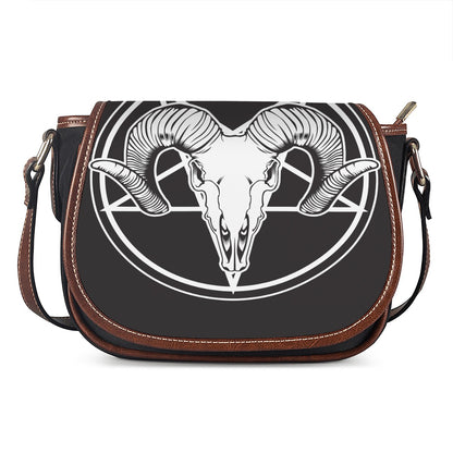 Satan Goat Skull Pentagram Print Saddle Bag