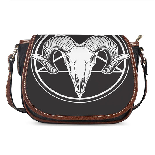 Satan Goat Skull Pentagram Print Saddle Bag