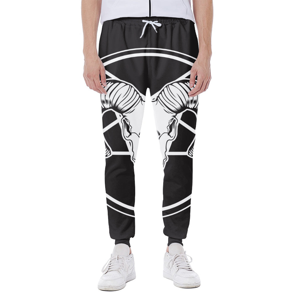 Satan Goat Skull Pentagram Print Scuba Joggers