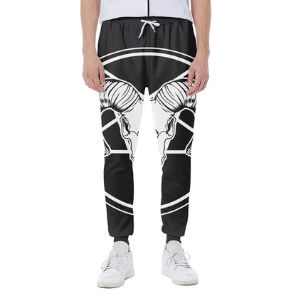 Satan Goat Skull Pentagram Print Scuba Joggers