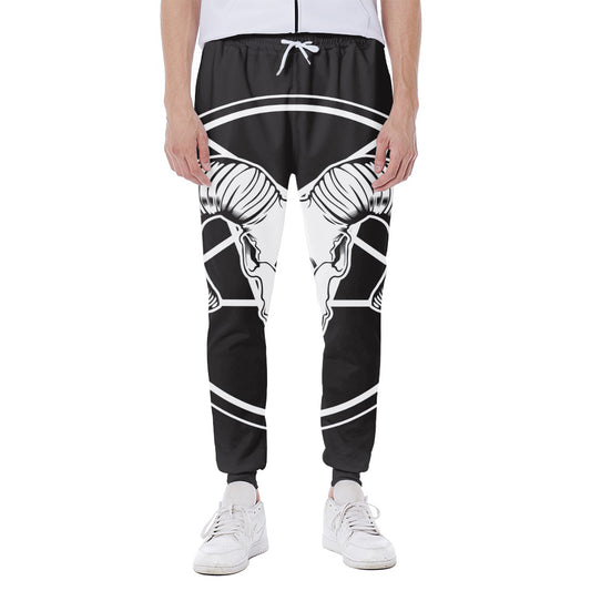 Satan Goat Skull Pentagram Print Scuba Joggers