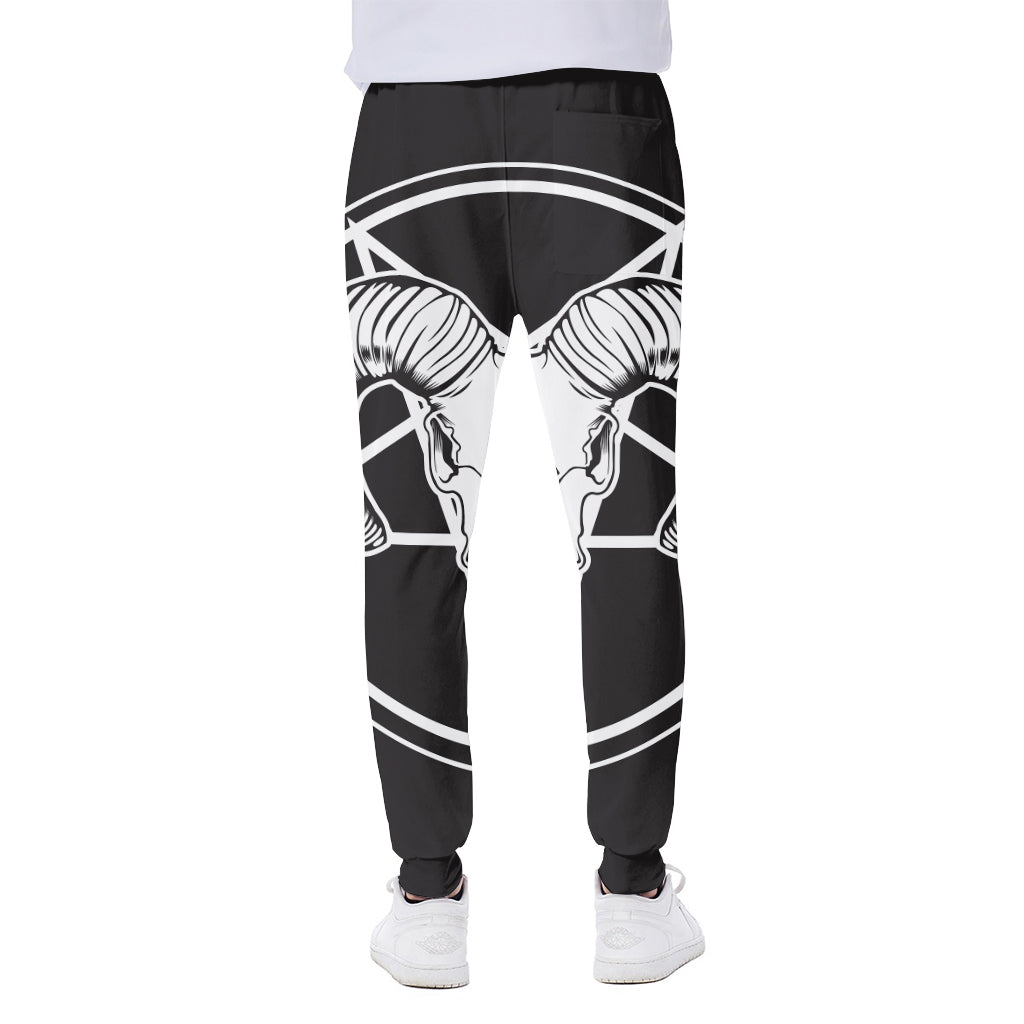 Satan Goat Skull Pentagram Print Scuba Joggers