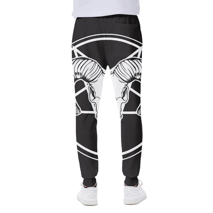 Satan Goat Skull Pentagram Print Scuba Joggers
