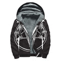 Satan Goat Skull Pentagram Print Sherpa Lined Zip Up Hoodie