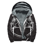 Satan Goat Skull Pentagram Print Sherpa Lined Zip Up Hoodie