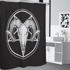 Satan Goat Skull Pentagram Print Shower Curtain