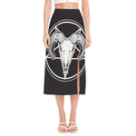 Satan Goat Skull Pentagram Print Side Slit Midi Skirt