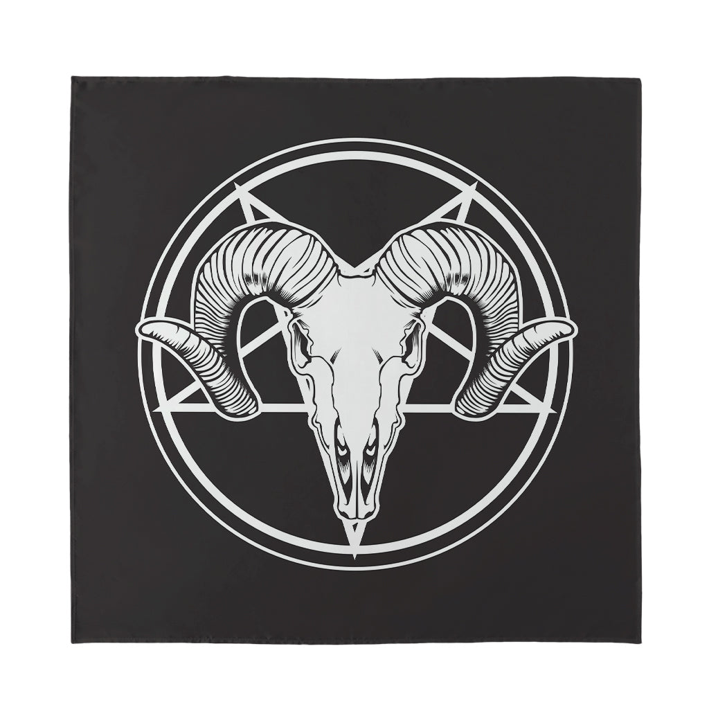 Satan Goat Skull Pentagram Print Silk Bandana