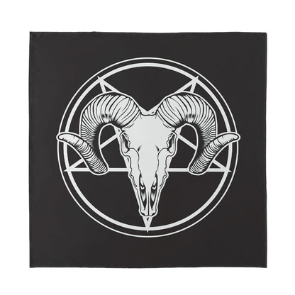 Satan Goat Skull Pentagram Print Silk Bandana