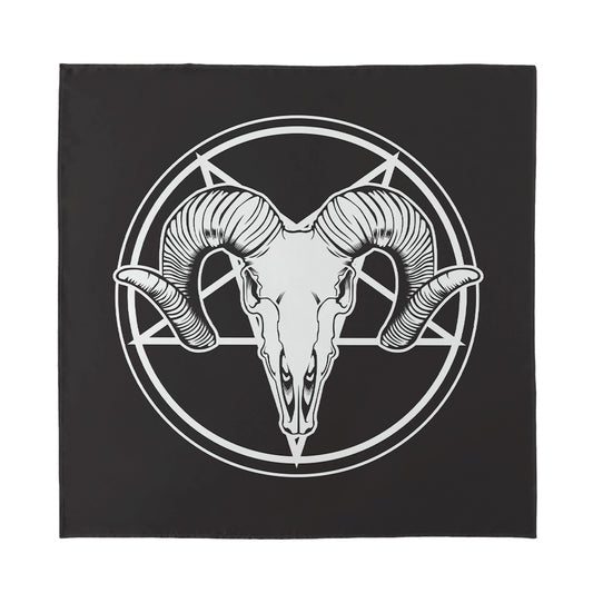 Satan Goat Skull Pentagram Print Silk Bandana